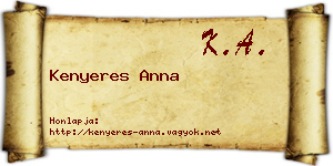 Kenyeres Anna névjegykártya